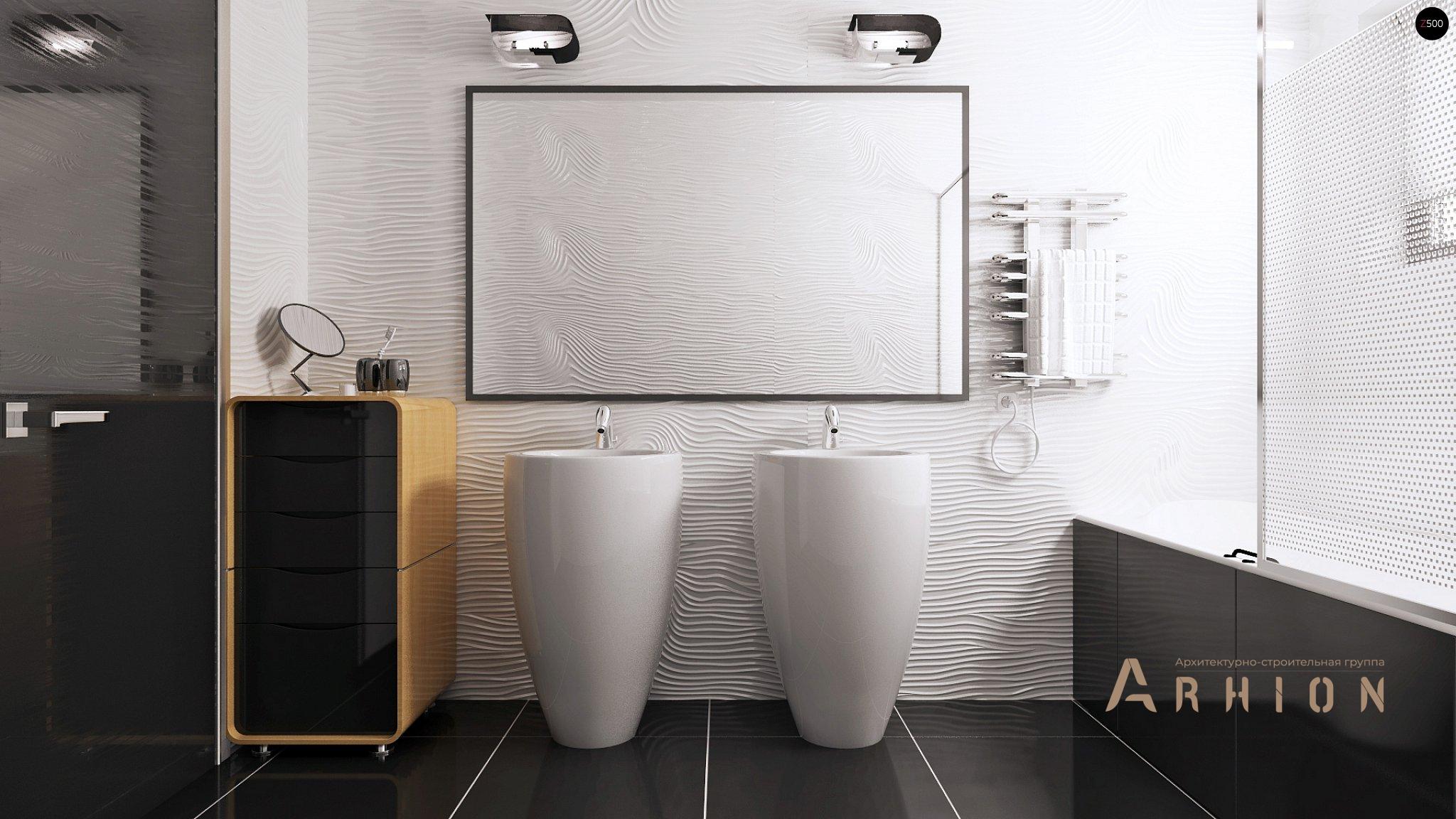 8. Проект одноэтажного дома в стиле минимализм с плоской кровлей , Zx100 v1, площадью - 168 кв c терассой, гаражом